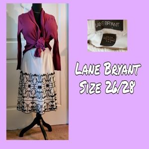 Lane Bryant Ivory & Black embroidered skirt 26/28
